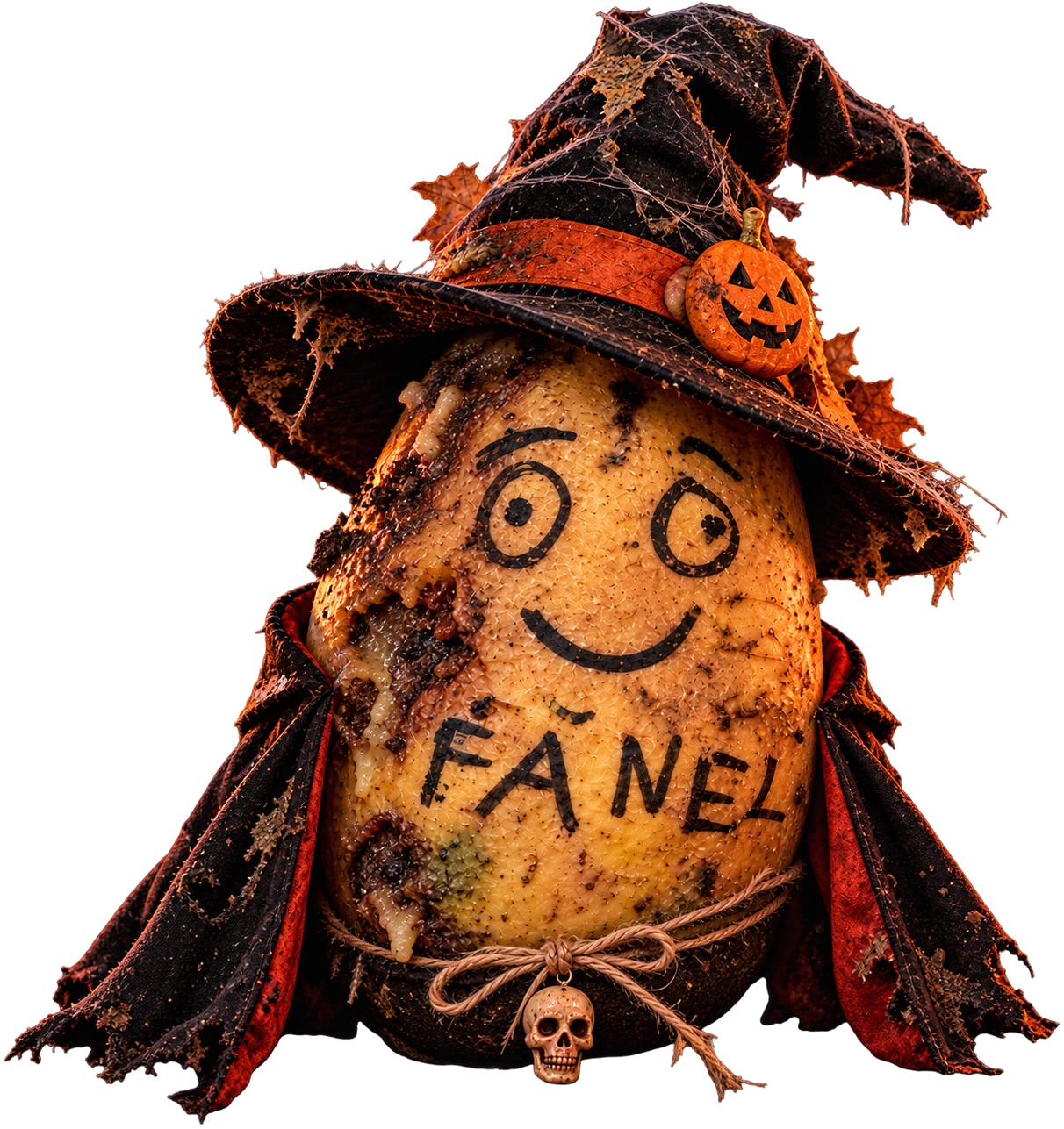 Fănel, cartoful vrăjitor de Halloween, decupat fără fundal